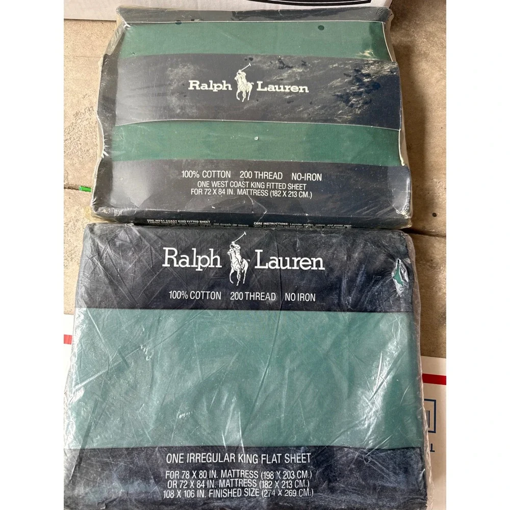 Ralph Lauren King Sheet Set Hunter Green 100% Cotton 200TC Made in USA Vintage